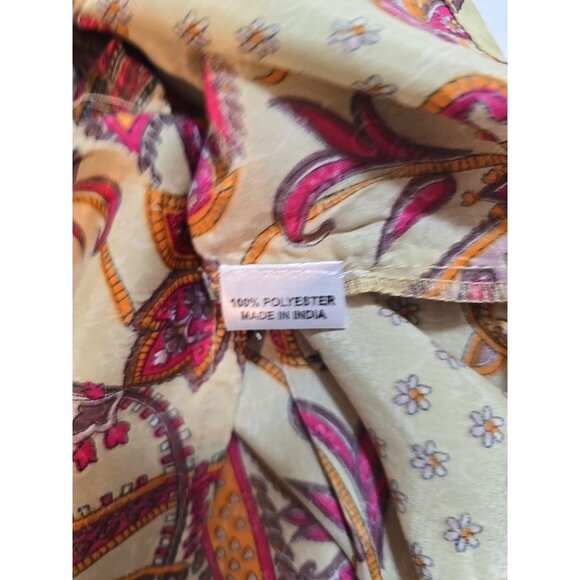 Retro Button up Womens shirt collared Long Sleeve Paisley Print size XL New - Picture 9 of 16